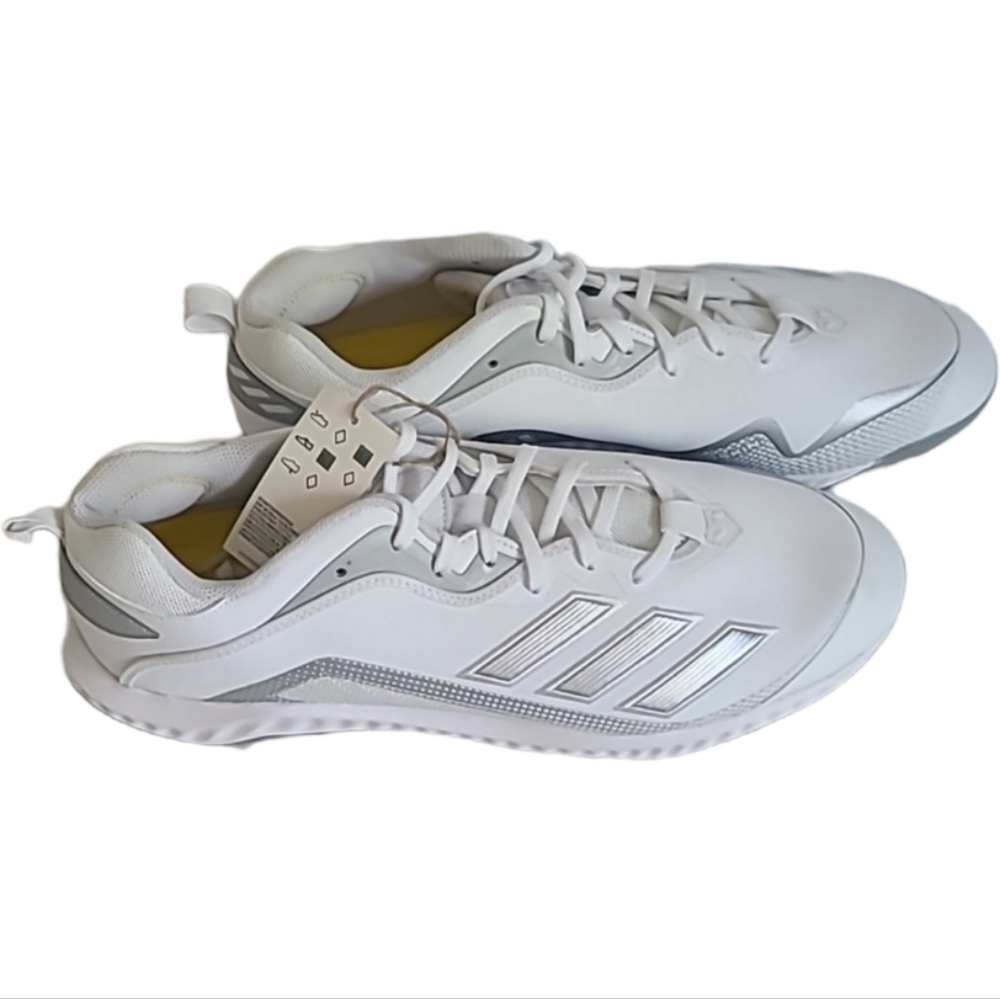 Adidas Icon 6 Bounce Baseball Cleats Sneakers White Shoes Sports Size 15